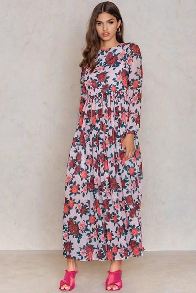 Na-kd Boho Printed Maxi Dress - Pink,red,multicolor