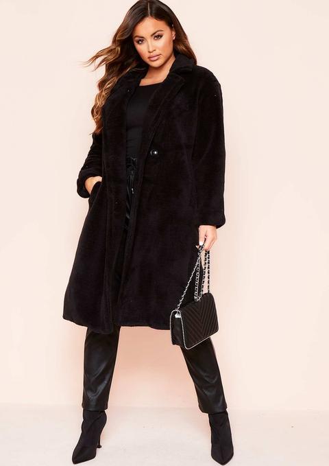 Remy Black Faux Fur Midi Oversized Coat