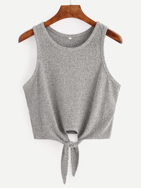 Grey Tie Casual Tank Top