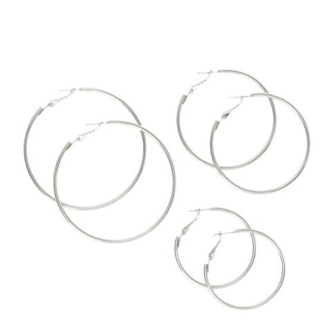 Graduated Silver Hoop Earrings