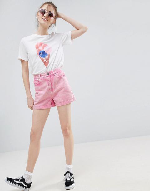 Shorts Vaqueros Mom Cortos En Rosa De Asos