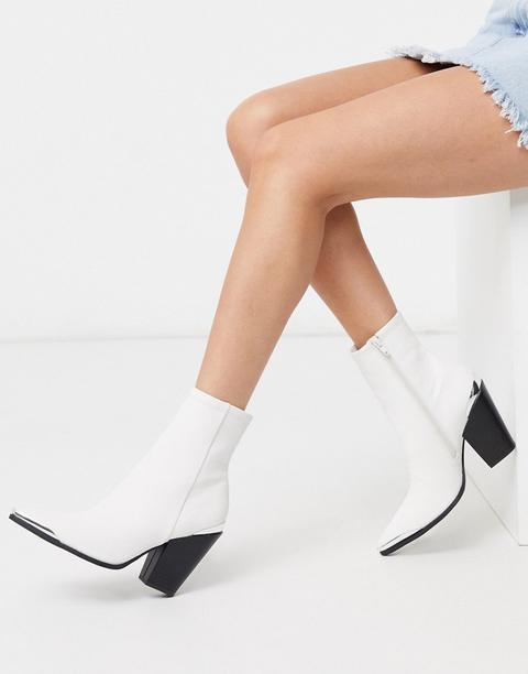 Public Desire Phoenix Western Sock Boots In White