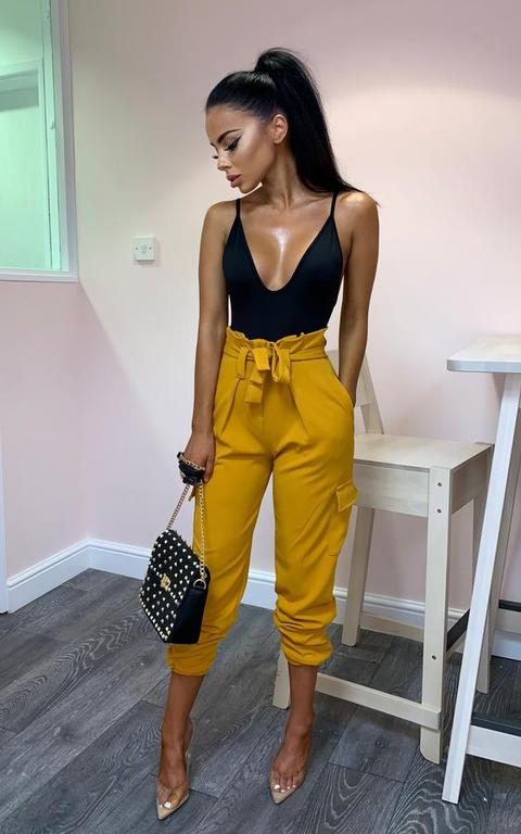 Olivia Tie Waist Trousers - Mustard