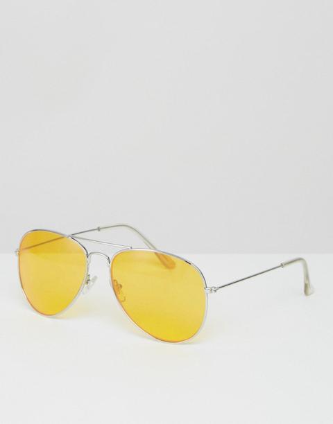 Gafas De Sol Estilo Aviador Con Lentes Tintadas En Amarillo De Jeepers Peepers