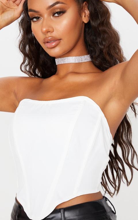 White Woven Pointed Hem Corset