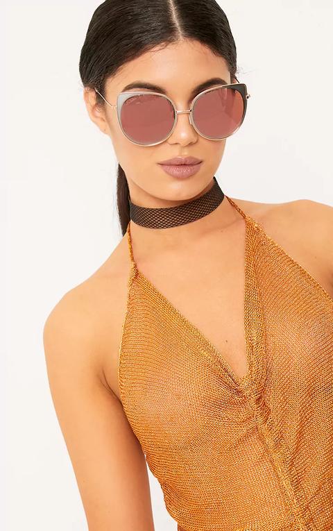 Gold Cat Eye Frame Sunglasses, Yellow