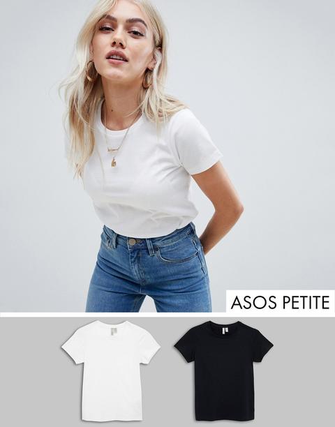 Asos Design Petite - Confezione Da 2 T-shirt Girocollo - Risparmia - Multicolore