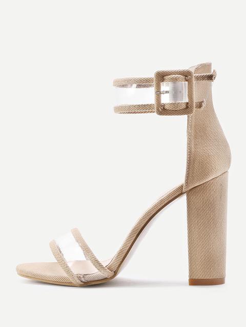 Clear Strap Block Heeled Sandals