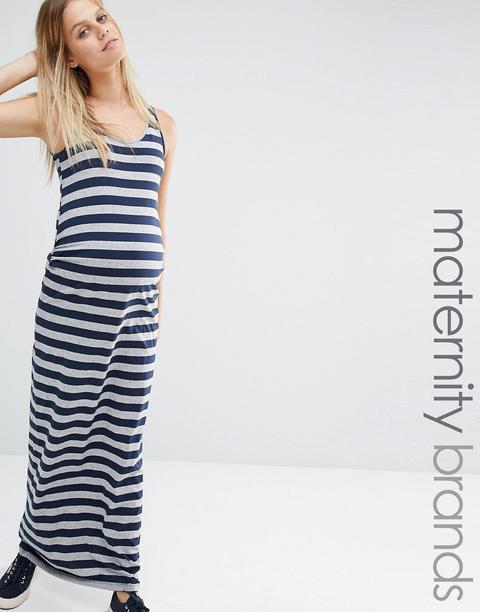 Vestido Largo De Punto A Rayas De Mamalicious