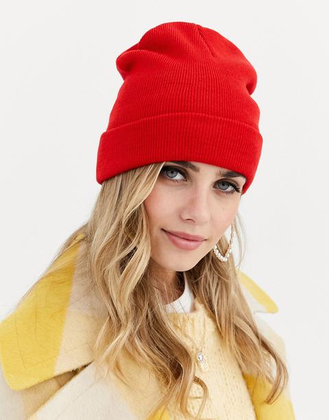 Brave Soul Penny Beanie Hat In Red