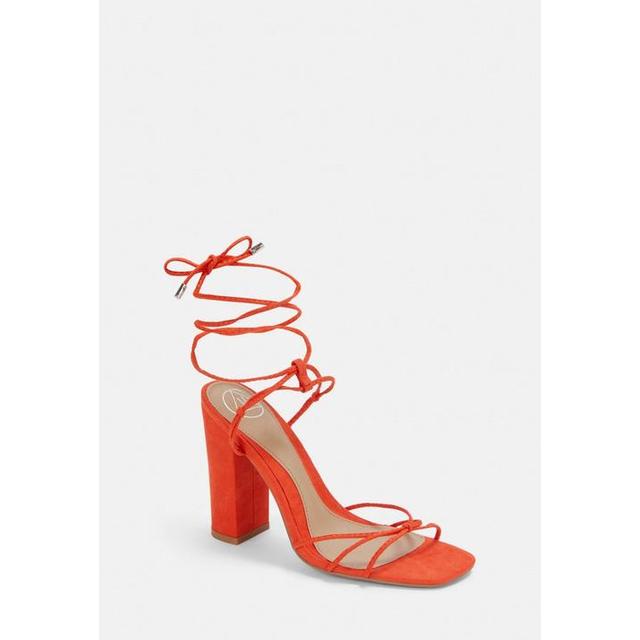 block heel sandals orange