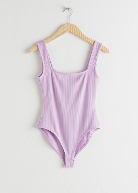 Square Neck Bodysuit - Purple