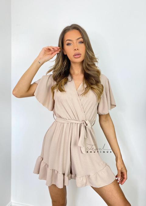 Ava Nude Ruffle Playsuit