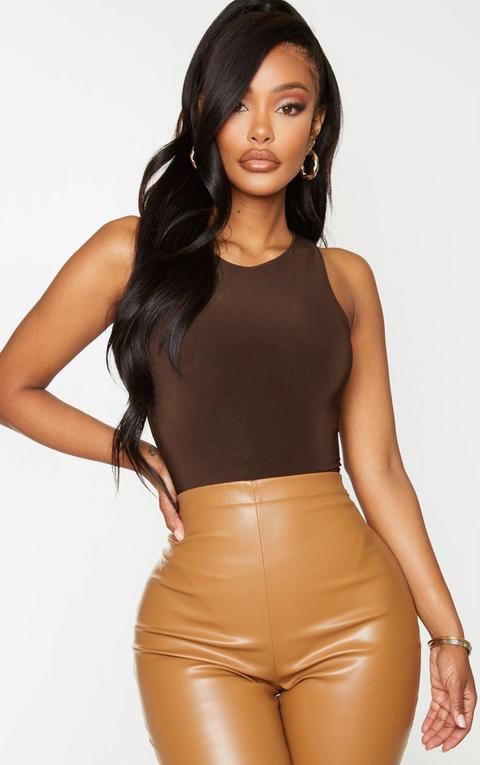 Shape Chocolate Brown Sleeveless Slinky Bodysuit