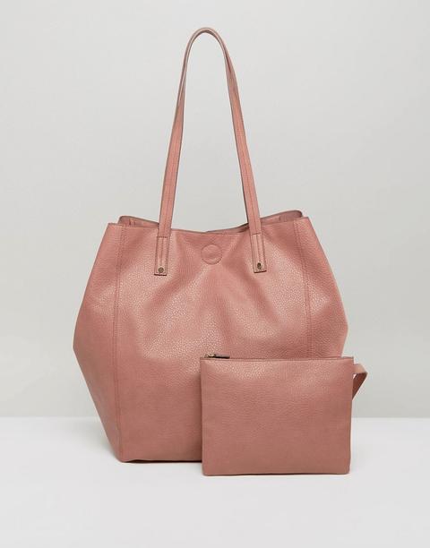 Asos - Shopper Morbida Con Pochette Removibile - Rosa