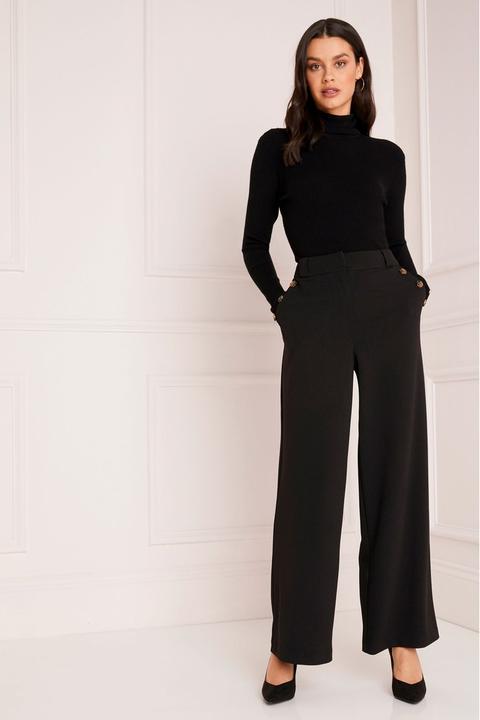 Lipsy Horn Button Tailored Wide Leg Trousers