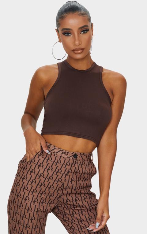 Basic Chocolate Jersey Racerback Crop Top