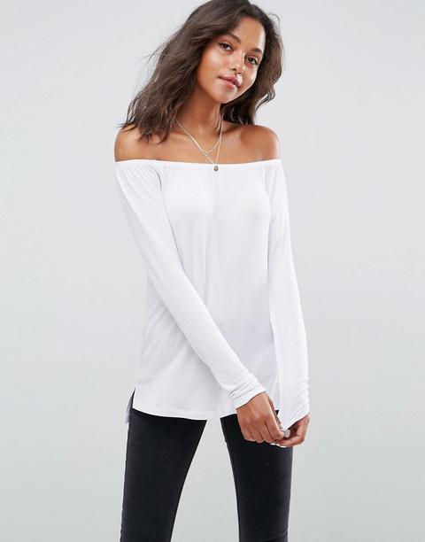 Asos - Top Ampio Con Spalle Scoperte - Bianco