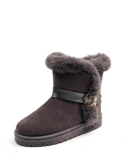 Buckle Detail Faux Fur Lined Snow Boots