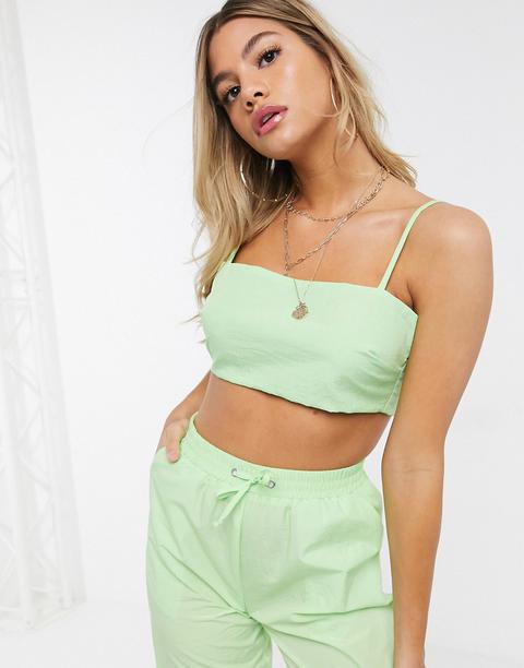 Asos Design Shell Crop Top In Lime Co-ord-green