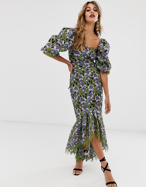 Vestido Mesonero Calado Con Bordados De Asos Edition-multicolor