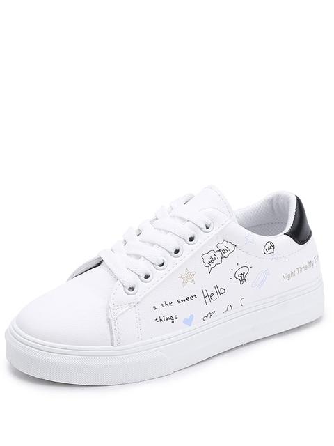 Sneakers Stringate Con Stampa Di Cartone Animato