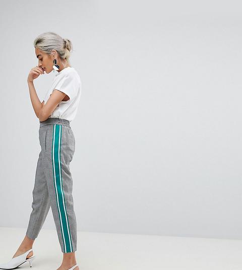 Asos Petite - Pantaloni A Quadri Stretti In Fondo Con Bordo Sportivo - Multicolore