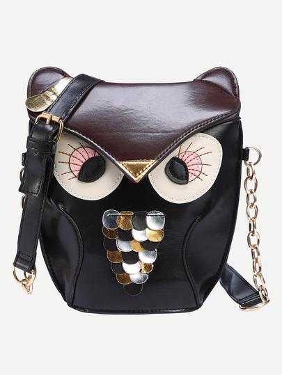 Bolso Cuero Del Faux Buho Hombro Negro