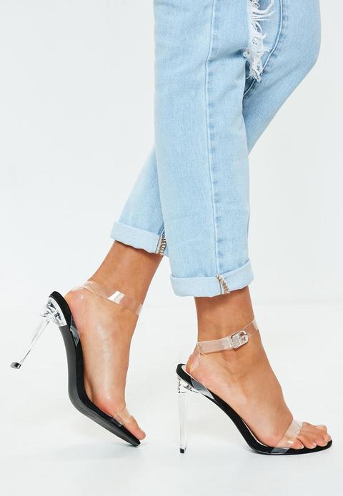 Black Clear Illusion Barely There Heels, Black