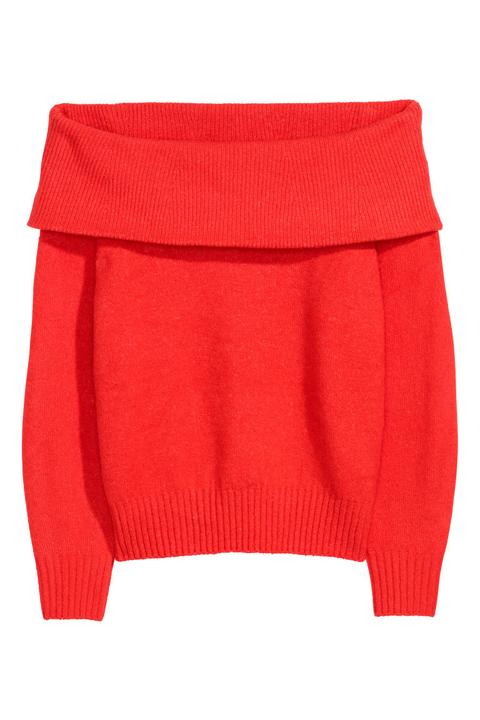 H & M - Off-the-shoulder Jumper - Red