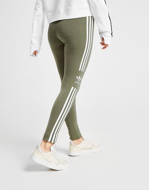 adidas khaki leggings 3 stripe