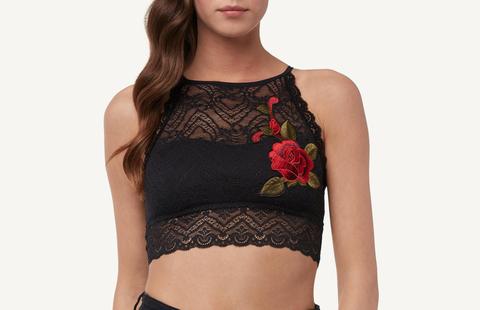 Top Bra De Encaje Con Aplicación Floral