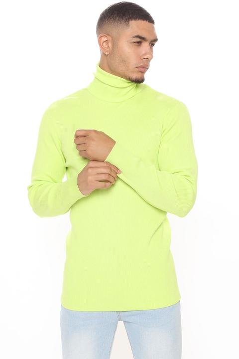 Essential Viscose Ribbed Turtleneck - Neon Yellow