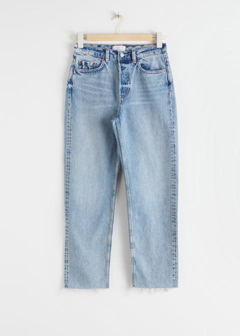 Straight High Waist Jeans - Blue