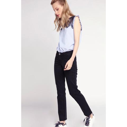 Jeans Regular Straight Denim Noir Femme