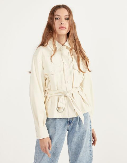 Sobrecamisa Efecto Piel Con Cinturón