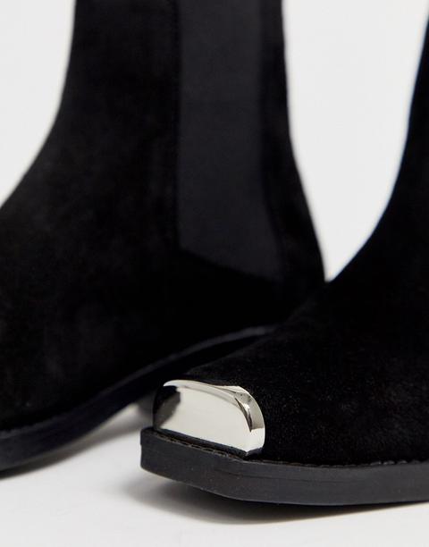 Asos Design Cuban Heel Western Chelsea Boots In Black Suede With Metal  Hardware From Asos On 21 Buttons