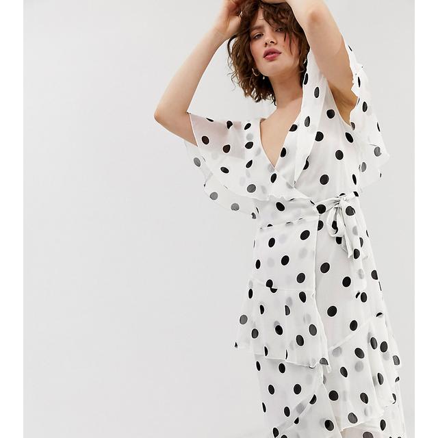 warehouse spot wrap dress