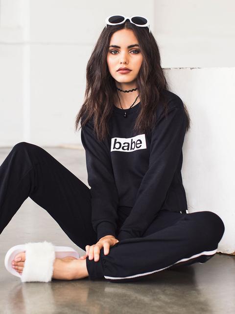 Sudadera Con Estampado De Letras Desflecada - Negro