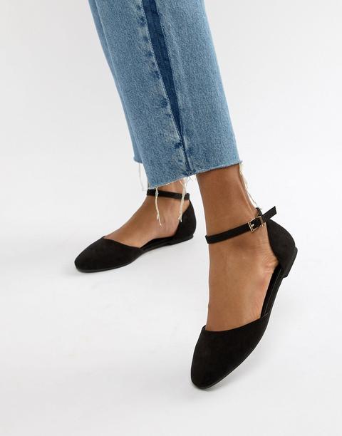 Asos Design - Linton - Ballerine Con Punta Squadrata - Nero