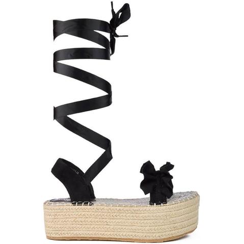 Carrie - Lace Up Espadrille Wedges