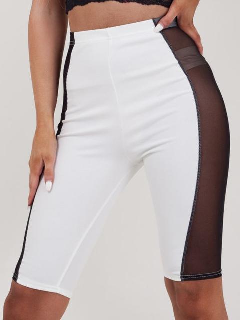 Eden Mesh Insert Cycling Shorts In Cream
