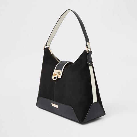 River Island River Island Lock Front Slouch Bag - Black