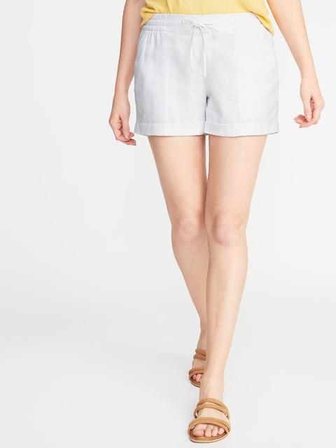 old navy mid rise linen blend shorts