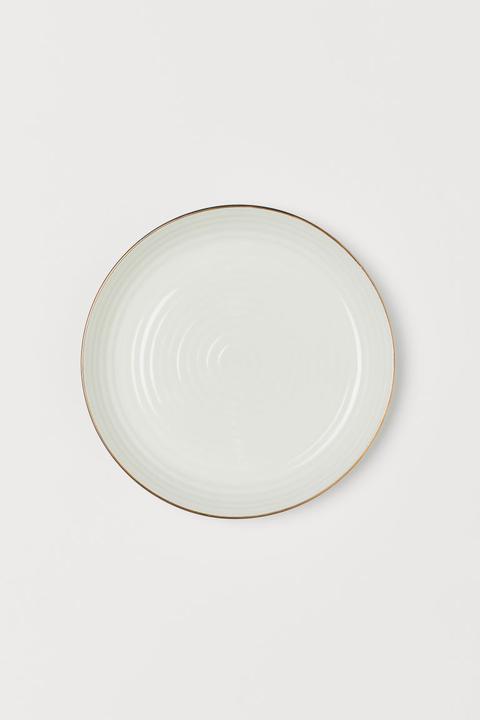 Textured Porcelain Plate - White