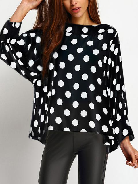 Top Con Estampado A Lunares - Negro