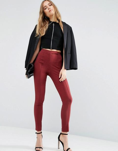 Asos - Pantaloni Skinny A Vita Alta - Rosso