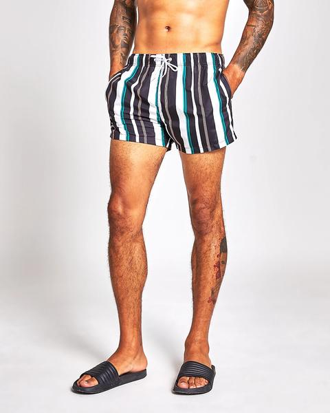 Black Stripe Swim Shorts