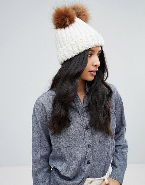 Boardmans Knitted Beanie Hat With Double Pom Pom from ASOS on 21 Buttons