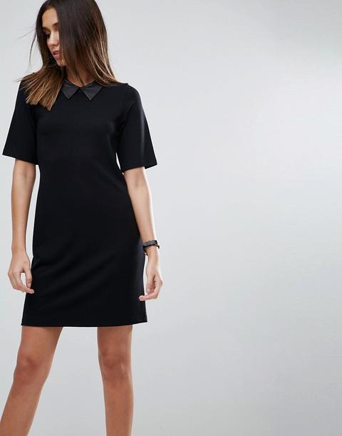 Minivestido Estilo Camiseta Con Cuello De Efecto Cuero De Asos